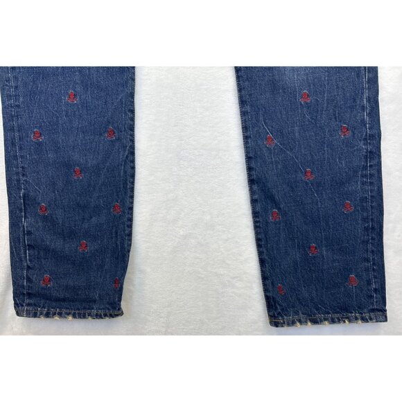 Polo Ralph Lauren Embroidered Skulls Denim Jeans Sullivan Slim Men’s 38x32 Y2K - Picture 16 of 16